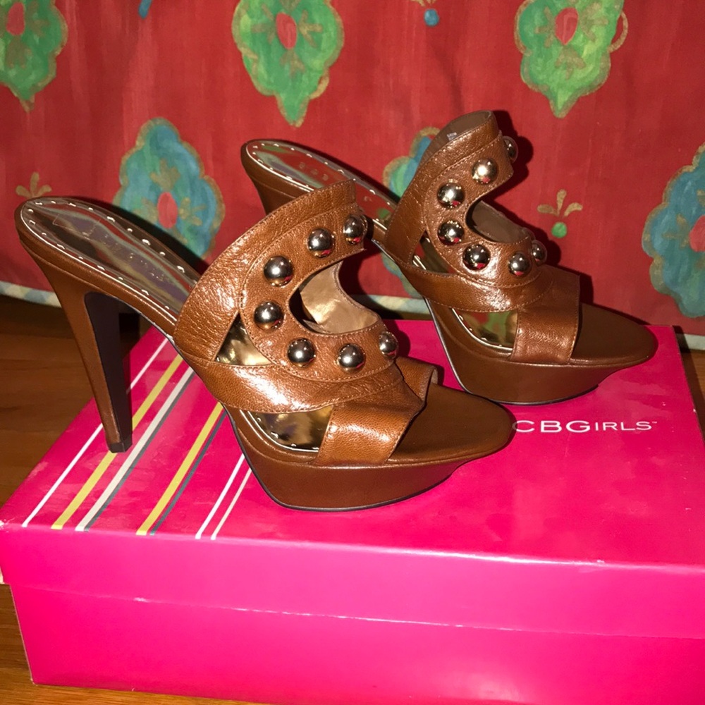 BCBGirls (Tan/Leather) Platform Heels